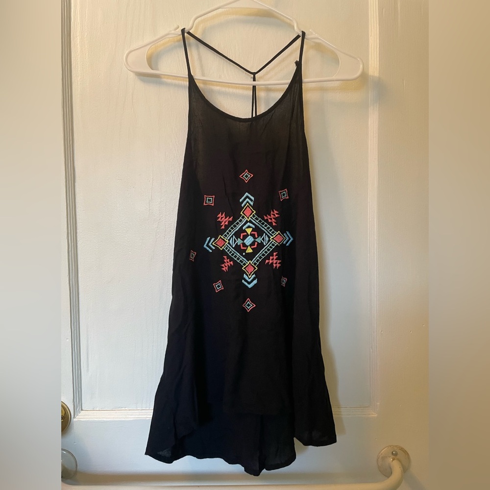 Truth NYC Black Sleeveless Top with Colorful Geometric Design